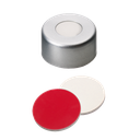 neochrom® Alu-Bördelkappen ND11 mit Loch, Septum Silikon creme/PTFE rot, 100 St - Art. Nr. 70643