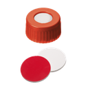 neochrom® Schraubkappe ND9 Kurzgewinde, PP rot mit Loch, Silikon weiss/PTFE rot, - Art. Nr. 70696