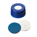 neochrom® Schraubkappe Kurzgewinde ND9, PP blau mit Loch, Silikon weiss/PTFE bla - Art. Nr. 70699