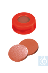 [70754] neochrom® Schnappringkappen PE blau, 6mm Loch ND11, Red Rubber/PTFE beige Agilent Qualität - Art. Nr. 70754
