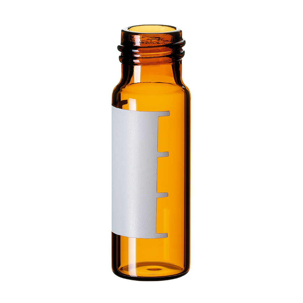 neochrom® Gewindeflaschen ND13, 4,0 ml Braunglas mit Schriftfeld und Füllmarkie - Art. Nr. 70767
