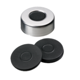 [70810] neochrom® Alu-Bördelkappe ND20 walzblank, Loch 10 mm, Sept. Butyl dkl.-grau 50 - Art. Nr. 70810