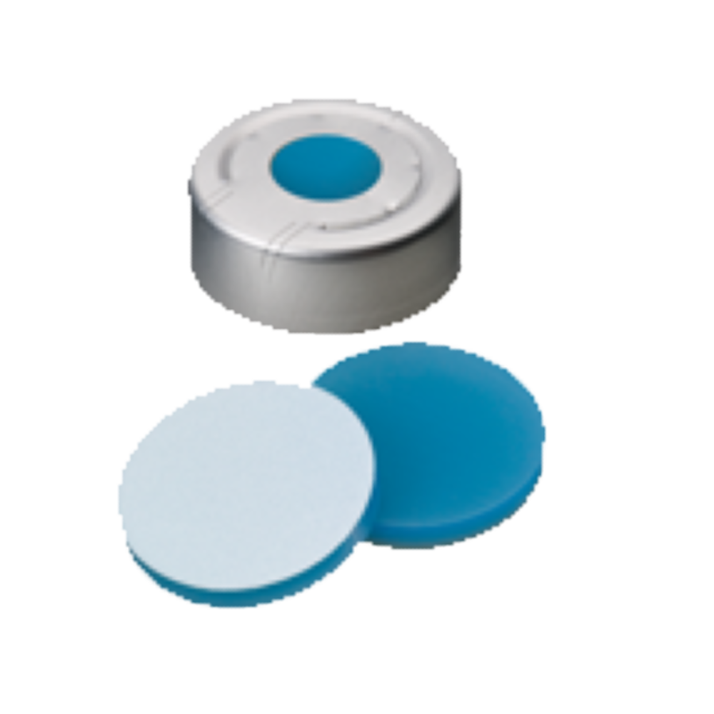 neochrom® Headspace-Kappe ND20 farblos, Überdrucksicherung, Silikon blau/PTFE - Art. Nr. 70826