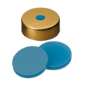 neochrom® Magnet. Bördelkappe ND20, gold mit Loch, Silikon blau/PTFE transp., - Art. Nr. 70827