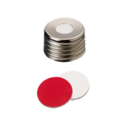 [70847] neochrom® Schraubkappe magnetisch ND18 silber, 8mm Loch, Silikon weiss/PTFE rot - Art. Nr. 70847