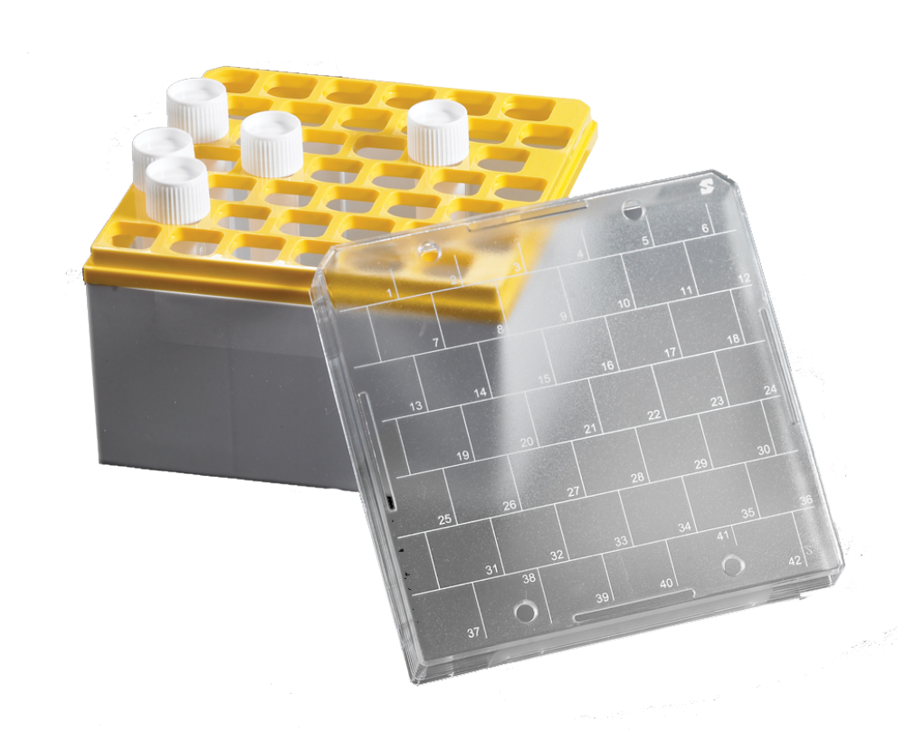 Kryo-Aufbewahrungsbox PC, gelb, 9 x 9 Plätze, 96 mm hoch, 5 Stck./Pack - Art. Nr. 78023