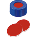 neochrom® Schraubkappe ND9 m. Loch, blau, Septum PTFE rot/Silikon weiss/PTFE rot - Art. Nr. EC1304