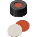 neochrom® Schraubkappe ND9 m. Loch, schwarz, Septum Red Rubber/PTFE beige, 100 - Art. Nr. EC1306