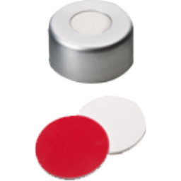 [EC1313] neochrom® Alu-Bördelkappen ND11 mit Loch, Septum Silikon/PTFE rot, 100 Stck./Pa - Art. Nr. EC1313
